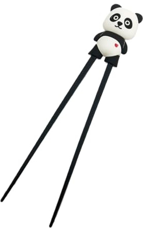 OUDQFCJ 1 Par de Palillos para Niños con Ayuda para Aprender a Usar Palillos, Set de Entrenamiento con Soporte de Panda para Principiantes, Cabeza de Palillo Desmontable (Diseño de Panda)