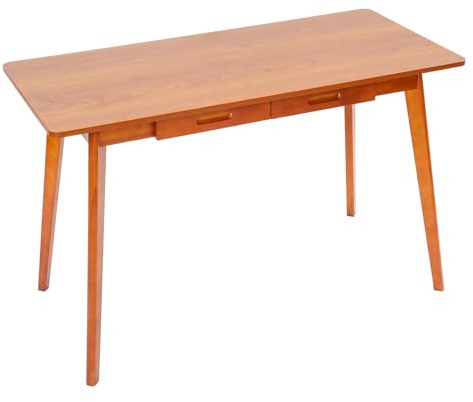 Scrivania in legno con 2 cassetti, moderno piccolo tavolo per computer, scrivania versatile, tavolo da lavoro in legno, per camera da letto, soggiorno, studio, 120 x 55 x 74 cm (colore noce)