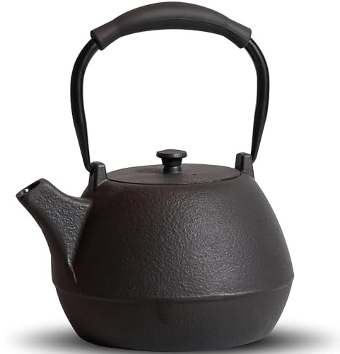 Juego De Té Teteras Con Infusor, Gran Capacidad, Interior Esmaltado Para 40 Onzas (1200 Ml), Tetera De Hierro Fundido Negro Revestimiento Seguro Para Estufa Juegos De Té Para Adultos(Black)
