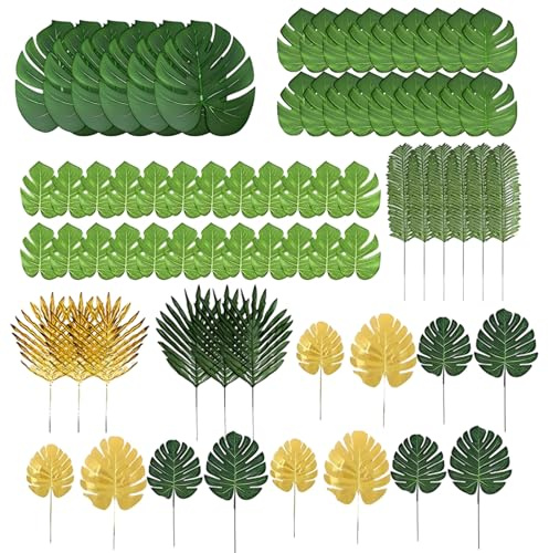 Guaber 72Pcs Foglie di Monstera Artificiali Per Matrimonio Centrotavola Partito Composizione Vaso Realistico Tavolo Decor Fogliame Disposizione Collezione