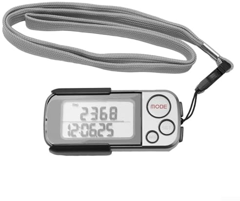 Gdfnmogo Digitaler Schrittzähler zum Anklipsen mit großem Bildschirm, verfolgt Schritte, Entfernung in km/mi, Kalorienverbrauch, Trainingszeit, 30 Tage