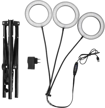 Fdit Lampe de Culture de Plantes à 72 LED, Lampe de Culture sur Pied pour Plantes D'intérieur, Spectre Complet, Hauteur Réglable de 9 Pouces, 108 LED, (Prise UE 3 têtes 28 W avec adaptateur 3 A.)