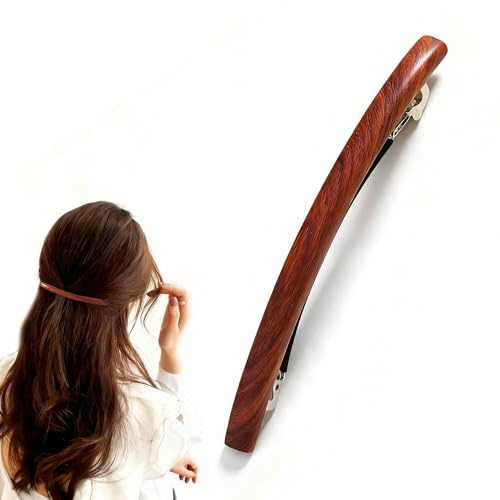 ZAHD Holz Haarspange Mit Federmechanismus Holz Kleine Schlanke (Braun) | Haarspangen Damen Haarspange Aus Federspange Für Minimalismus Für Frauen Verschiedene Frisuren