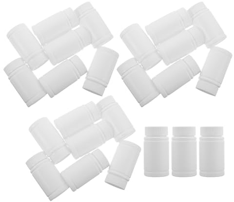 SMASOLO Frascos de Pastillas de Plástico PE Sólido 100 Ml 24 Unidades con Tapa Rosca Frascos Vacíos de Boca Ancha para Cápsulas y Tabletas Estuche Portátil para Almacenamiento y Viaje