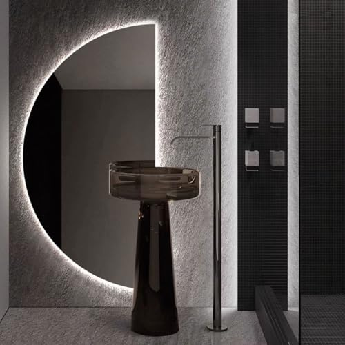 Dijateman Moderno Illuminazione Specchio Vanity Bagno, Grande Mezzaluna Anti Nebbia Specchio a Figura Intera, Retroilluminato, 3 Colori Dimmerabile(Cut right,40in)