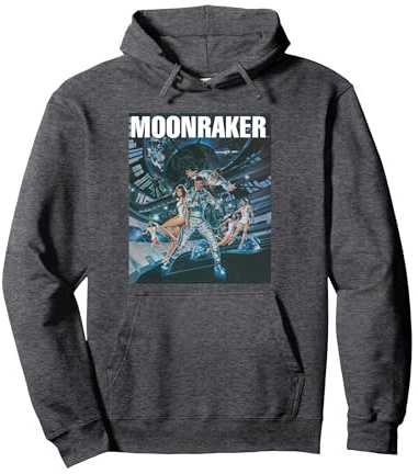 Produit Officiel James Bond 007 Moonraker Sweat à Capuche, Unisexe pour Adultes, Chiné Foncé, XL