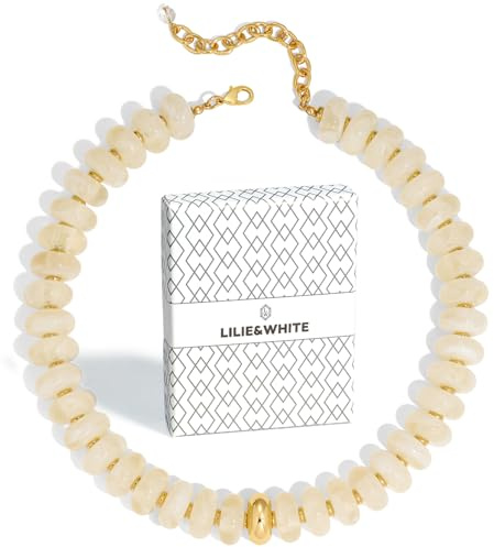 LILIE&WHITE Damhalsband multifärg, slående pärlhalsband av högkvalitativ harts, trendiga retrosmycken med pärlor i stora format för fritid halsband, Medium, Harts, Ingen ädelsten