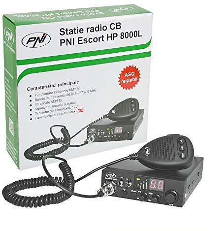 PNI Radio CB HP 8000L Escort mit einstellbarem ASQ, 12 V, 4 W, Schloss und Feuerzeugstecker