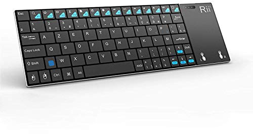 Rii Mini Clavier 2.4GHz sans Fil AZERTY (Version française) avec Grande Taille Touchpad pour Smart TV,HTPC,TV Box,Raspberry PI, Mac OS,Linux,Android,Windows 2000 XP Vista 78,Sony PlayStation 3
