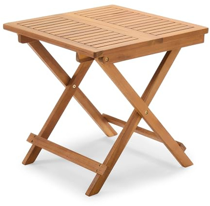 VonHaus Garden Side Table - Adirondack Acacia Hardwood Folding Outdoor Coffee Table with Teak Oil Finish - Durable Weather Resistant Wood for Patio & Deck - Hudson | Folding Outdoor Small Table, Durable Weather Resistant Teak Oil Coating, For Patio, Balcony & Terrace