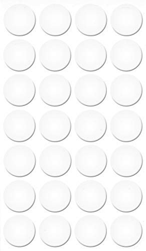 haggiy Selbstklebende Abdeckkappen für Möbel & Böden - Schraubenabdeckung - Rund - Abdeckung für Schrauben & Bohrlöcher - Möbelschutzkappen - Ø20 mm - 28 Stück - Möbelpflaster (Weiß-kalt)