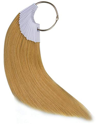 RemeeHi Haarmuster zum Testen von Farbe, Haarfarbe, Probe-Ringe mit weißen Schnallen, echtes menschliches Haar für Friseursalon, 30 Strähnen/Set, helles Gold, 8°