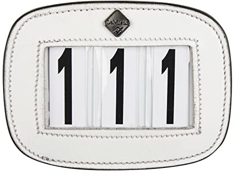 LeMieux Saddle Pad Number Holder in White - Durable Leather Material - Attaches Easily with a Strong Fixing Pin - One Size