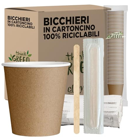 cubex professional® - Kit de 500 vasos reciclables de cartón color Habana, 75 ml + 500 paletinas de madera de 9 cm en sobres individuales, para café, agua o bebidas calientes y frías