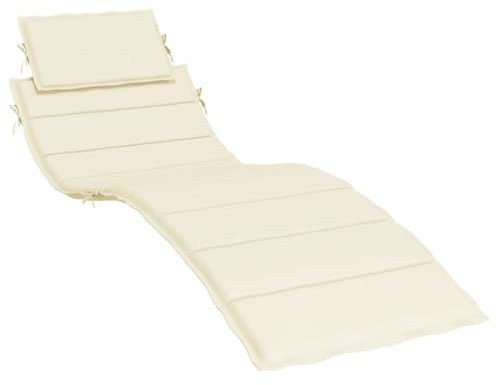 vidaXL Coussin de Chaise Longue, Coussin de Bain de Soleil, Coussins de Transat, Coussin pour Chaise de Jardin Patio Extérieur Arrière-Cour, Crème 186x58x4 cm Tissu Oxford