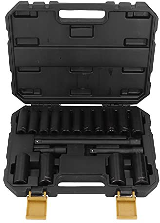 Impact Socket Set,1/2in Drive Deep Impact Socket Set 18Pcs 6 Point Metric Drive Impact Sockets Set 10mm‑24mm