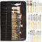 Nicpro 26 Pezzi Pennelli per Dipingere, Set Pennelli Pittura per Artisti Professionisti, Pennelli Acquerello per Acrilico, Olio Pittura, Vieni con Rotolo di Tela e Spatola