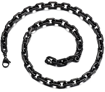 Mesnt 8mm Kette Edelstahl Damen Herren Ketten Für Männer Erbskette aus Edelstahl 76CM Schwarz
