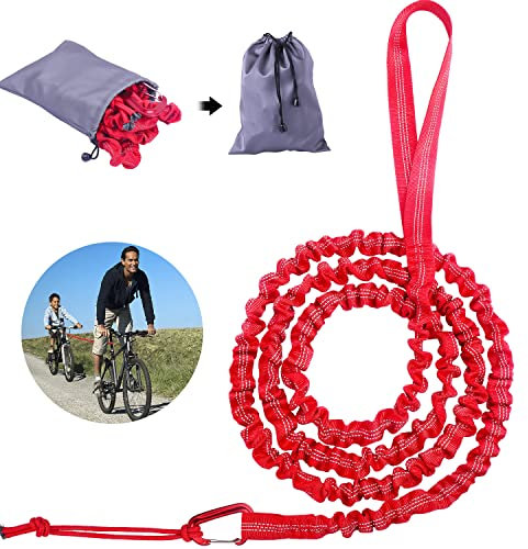 Kinder Fahrrad Abschleppseil, 3 Meter Abschleppgurt Elastisch, Tragfähigkeit 500 lbs, Elastisch Recovery Tow Strap für Fahrrad MTB Oder Mountainbike (Rot)