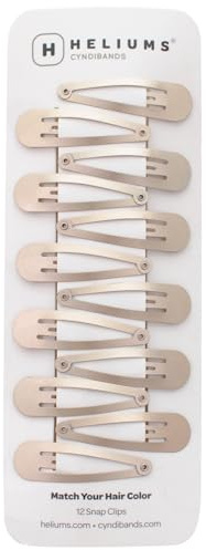 Heliums Snap Clips - Ash Blonde - 5cm Metal Hair Barrettes for Women and Kids, Metallic Finish Blends with Light Blonde Hair Color - 12 Count