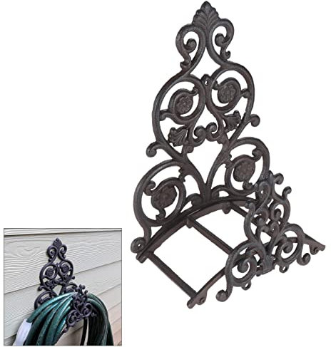REACHYEA Schlauchhalter aus Gusseisen, für Garten, Wasserpfeifen, antikes Rost-Finish, Regal, Hofwerkzeug, traditionelle viktorianische Vintage-Dekoration