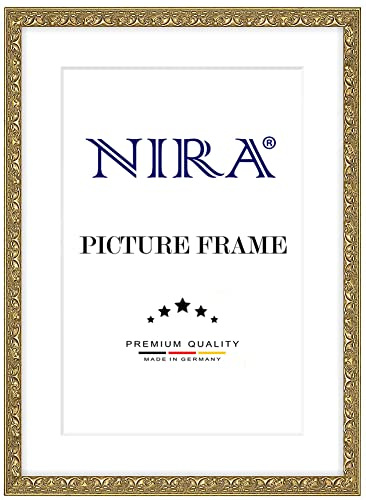 NiRa Cadre photo en bois massif 16 x 24 cm en Vieux-Or | Taille sélectionnable | Cadre pour affiches | Puzzle | collage de photos HD109