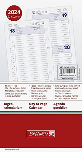 BRUNNEN Tageskalendarium FILIUS 2024 1 Seite = 1 Tag Blattgröße 9,3 x 17,2 cm weiß