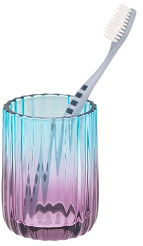 bremermann Zahnputzbecher aus Glas, Zahnbürstenhalter, Zahnputzglas (violett/blau)
