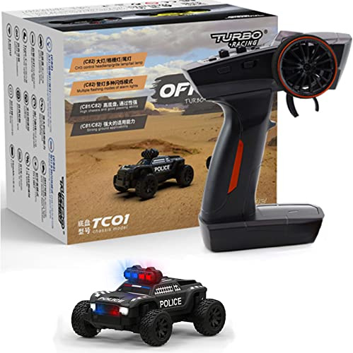 FLYCOLOR Turbo Racing 1:76 C82 RC Truck Auto Full Proportional RC Mini Sportwagen Fernbedienung für Erwachsene Geschenk (Schwarz)