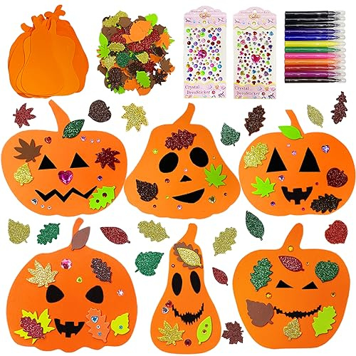 Herbst Basteln für Kinder und Halloween & Kürbis Bastelset, Kinder Halloween-Dekorationen, Kürbis Bastelset