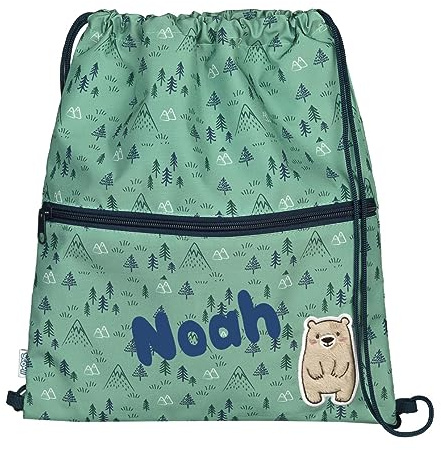 minimutz Kindergarten Turnbeutel mit Name | Personalisierter Schuhbeutel mit Tiermotiv | Sportbeutel zum Zuziehen Kinder-Rucksack