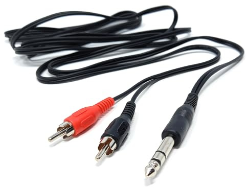 DRUT 3m 6.35mm Stereo Jack to 2 x RCA Phono Plugs Stereo Cable, TRS to RCA | Durable, reliable connectors. No drivers needed, plug & play. Great for Hi-Fi systems, laptops, phones, mixers, and...