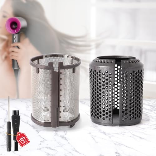 WYWY.Wide Inner Filter + External Filter Cage for Dyson HD01 HD03 HD08 Hair Dryer Replacement Part for Hair Dryer (Metal Grey)