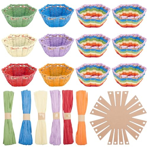 FREEBLOSS 12 Set DIY Korbflechtset, Sechseckiger Bastbandkorb, Kreatives Korbflechtset Für Schüler, Korbflechtzubehör Für Kunst Und Handwerksprojekte, Korbaktivitäten