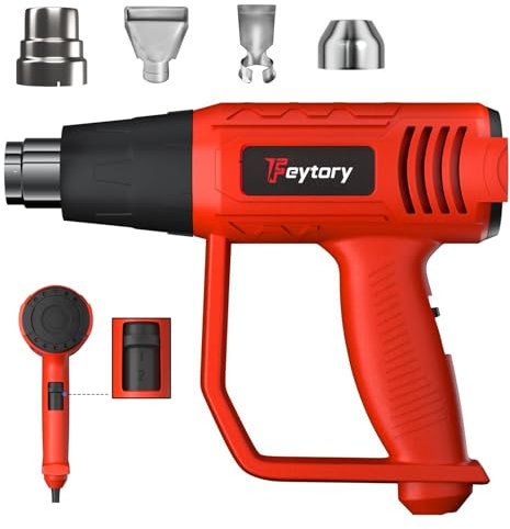 2000W Red Heat Gun, Variable Temp with Nozzles,Pure Copper Motor with Airflow, Overload Protection, 1.5S Fast Heating for Paint Stripping, Heat Shrink and Crafts