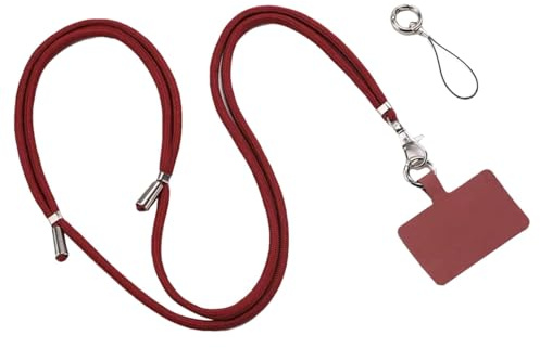 Lanière de téléphone portable | Cordon tour de cou universel réglable pour téléphone, sangle de téléphone portable, cordon multifonction pour téléphone portable, rouge vin, Refer to