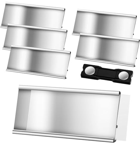 5 placas magnéticas para nombre para ropa, de aluminio, con doble imán, profesional, con ranura de papel, aprox. 72 x 35 mm (2,8 x 1,4 pulgadas), color plateado
