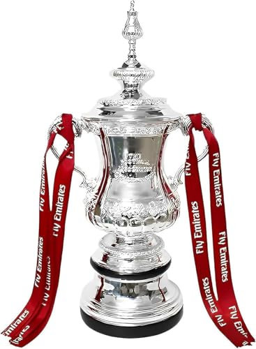 TIANXIE Replica del Trofeo della Fa Cup Inghilterra Football League Trofei Resine Coppe Modello in Argent Ocon Nastro della Vittoria Fan di Raccolgono Souvenir per La Decorazione della Casa,32cm