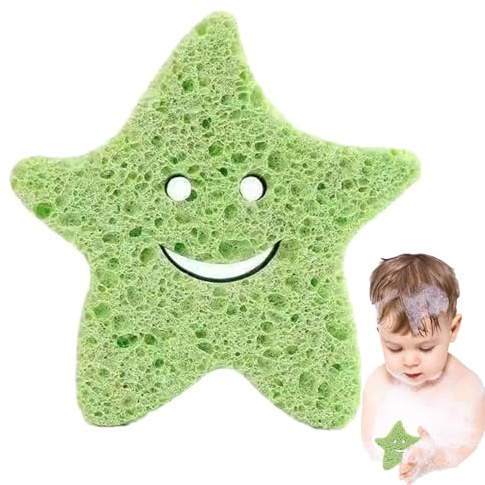 DASHIELL Esponja de baño para niños pequeños, Esponja para bebés para bañarse - Depurador de gel de baño con esponja de pulpa de madera,Esponja de ducha removedor de piel muerta lindo cepillo de