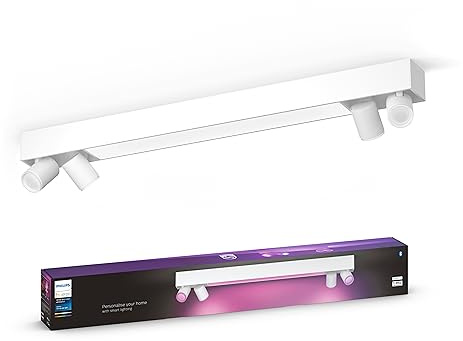 Philips Hue White & Color Ambiance Centris 4er Spot, dimmbar, 16 Mio. Farben, steuerbar via App, kompatibel mit Amazon Alexa, weiß, neue Generation