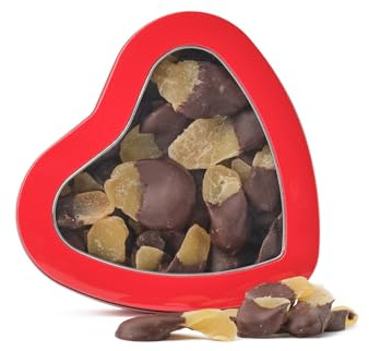 Walnut Tree Heart-Shaped Tin – Gourmet Spicy Ginger Gift, Dipped in Dark Chocolate – Handpacked in the UK – Great Taste Award Winner – Luxury Gift Selection, Birthday, Anniversary, 240g
