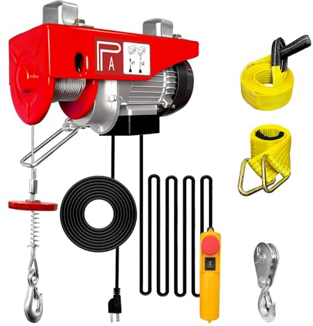 YATOINTO Electric Hoist 440 lbs with 13ft Wired Remote Control, 110V Electric Winch with 39.4ft Single Cable Lifting Height, Lift Hoist for Garage Warehouse Factories, Construction Site