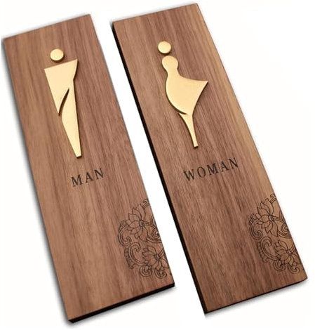 Toilettenschilder, Toilettenschild, Badezimmerschilder-Dekor, Toilettenschilder for Männer und Frauen, Toilettenschild, Badezimmerschild for Männer und Frauen, Retro-Badezimmertürschild aus Holz, Acry
