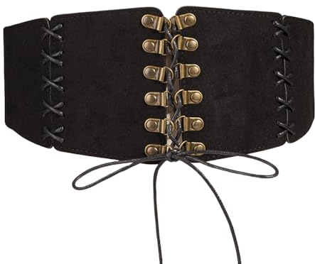 FDEETY Gürtel Damen Mode Echtes Leder Wildleder Elastischer Korsettgürtel mit Schleife ideal für Festtagsmode Abendveranstaltungen modebewusste Frauen(Schwarz)