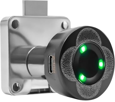 MINRS Fingerabdruck Schloss 22mm Elektronisches Schubladenschloss Fingerabdruck Schloss Schrank mit 20 Fingerabdrücke 6-8 Monate Standby-Zeit, für Schubladen, einseitig öffnende Schränke Schwarz
