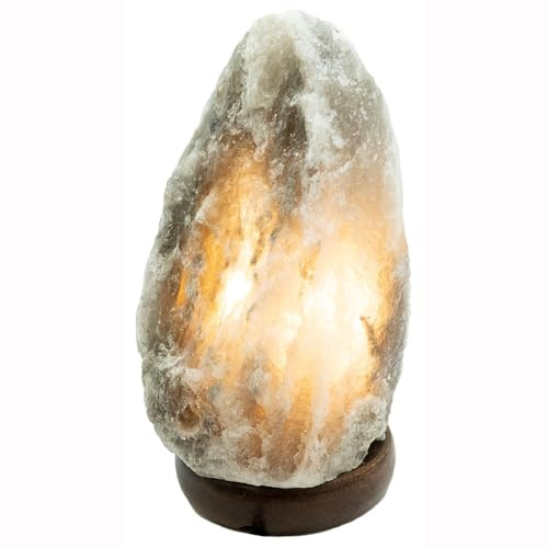 Tischleuchte Beistelllampe Nachttischlampe Salzkristall Grau H 20,3 cm