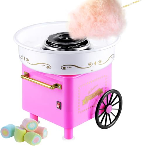 MáQuina Para Hacer AlgodóN De AzúCar, MáQuina Para Hacer AlgodóN De AzúCar Retro PortáTil De 450 W, MáQuina Para Hacer AlgodóN De AzúCar Para NiñOs, Dulces Caseros,Pink