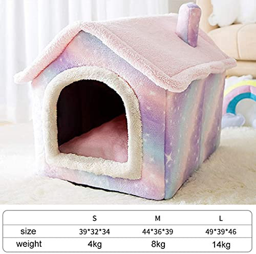 HYUFEIAO Katzenhütte Hundehütte Haustierhütte Hausform Weiche Hundehütte Innen Waschbar Warm Dicke Hundehütten Für Kleine Hunde Katzen Innengebrauch Haustier Katzenhundehütte Ohne Tür (Colo