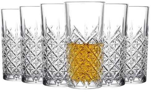 binsakao Highball Glasses Set of 6 - Drinking Glasses 330 ml - Tall Water Glass Sets - Glassware for Bar Mixed Drink Cocktail, Juice, Mojito, Iced Tea