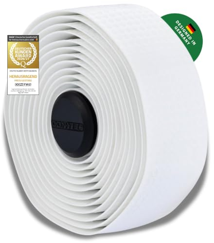 CONTEC Lenkerband Prestige.Carbon, 2000x30x2,5 mm, aus EVA-Schaum in Carbon-Optik, selbstklebend und rutschsicher, mit Klebestreifen und 2 Lenkerstopfen, Paar, weiß